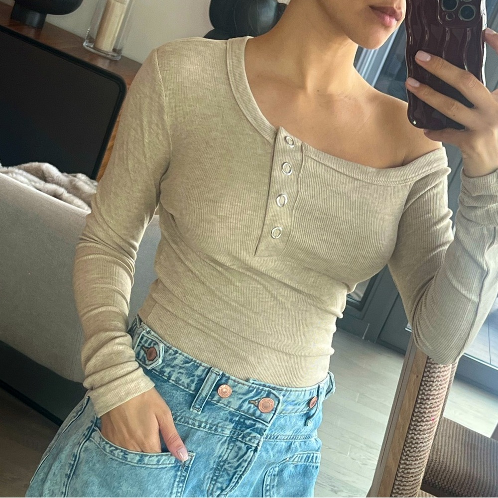 The line by K - Beige Off-Shoulder Top